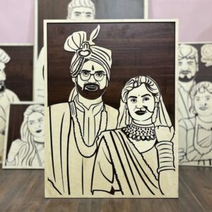 wooden portrait – two faces